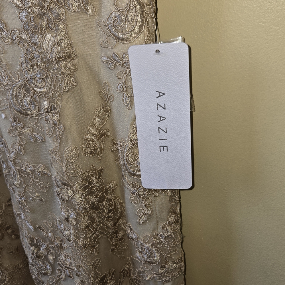 Azazie Champagne Beaded Maxi Dress - Picture 7 of 9